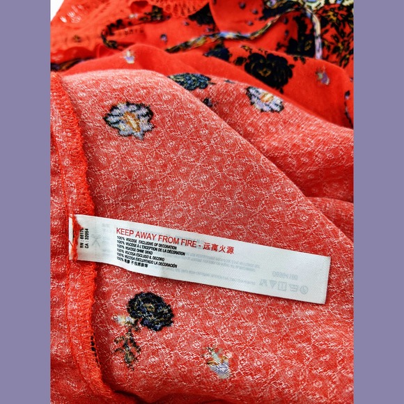 Free People Size M Womens Morning Song Printed Maxi Dress Orange Red Multicolor - Picture 12 of 12